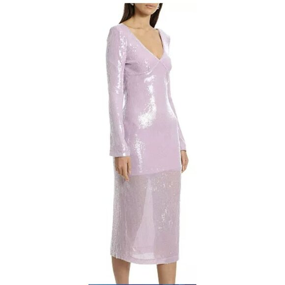 Avec Les Filles Sequin Tie Back Midi Dress NWT $169 - Picture 3 of 10